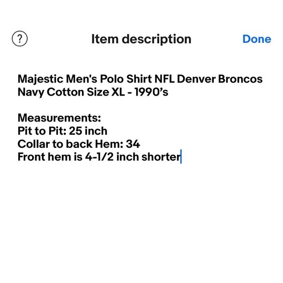 Majestic Men's Polo Shirt NFL Denver Broncos Navy Cotton Size XL - 1990’s - Picture 9 of 9